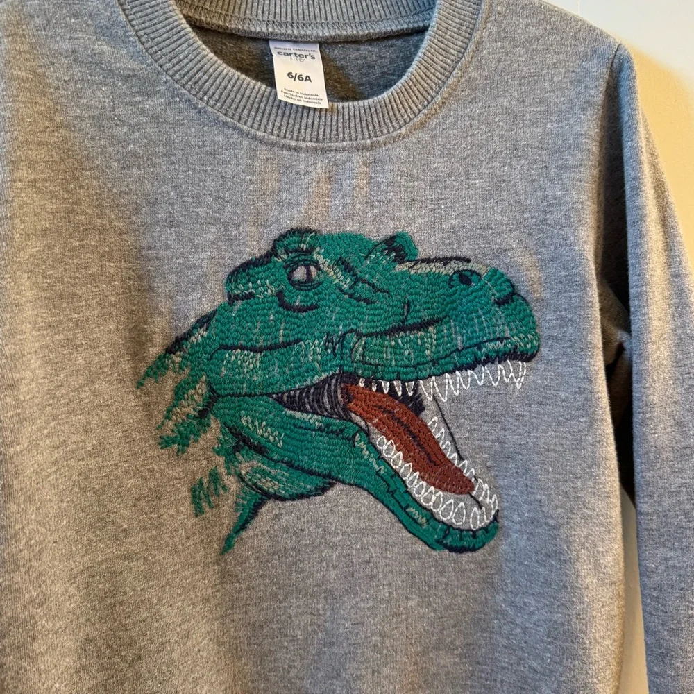 Kids Embroidered Dinosaur Sweatshirt - Picture 2 of 3